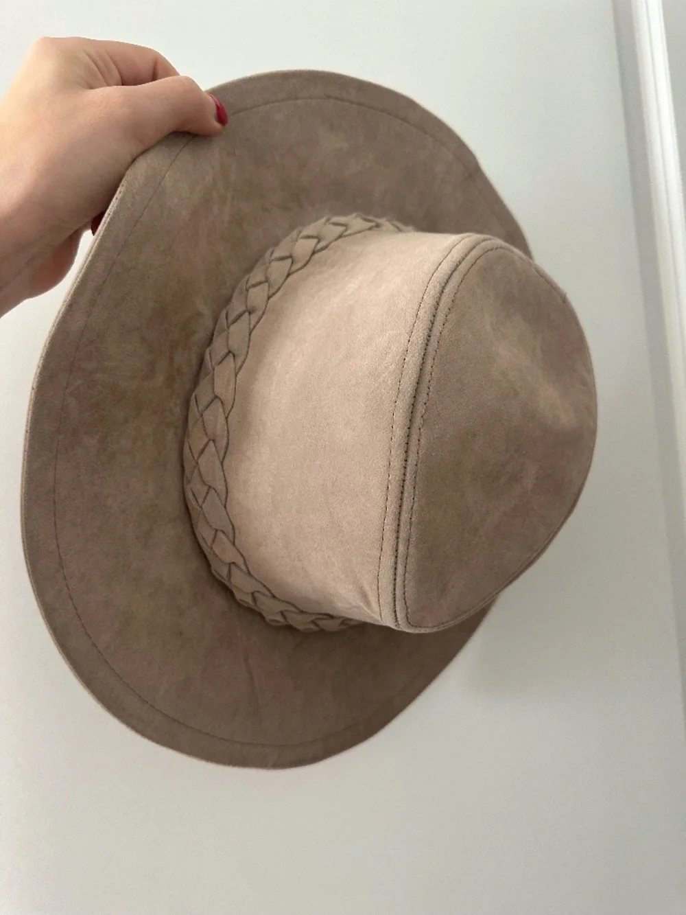 Grey Velvet Wide Brim Hat
